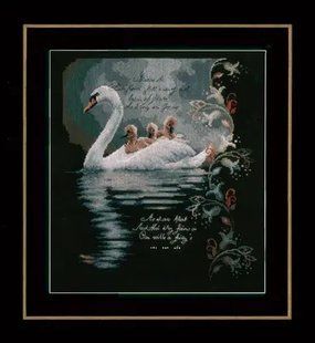 PN-0147904 Набір для вишивки хрестом LanArte Swan with Cygnets "Лебідь з лебедятками" 1061933 фото