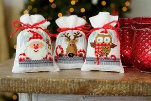 PN-0149462 Набір для вишивання хрестом (мішечки для саше) Vervaco Friends Christmas II "Різдвяні друзі II" 1060365 фото