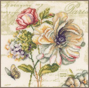 PN-0145132 Набір для вишивання хрестом Vervaco, Marche de Fleurs II19х19, аїда 14 1070674 фото
