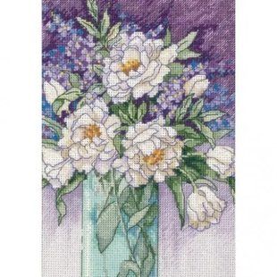65074 Набір для вишивання хрестиком Білі півонії/White Peonies,13*18см,DIMENSIONS(перевипуск) 1073579 фото
