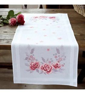 PN-0145974 Набір для вишивання хрестом (доріжка на стіл) Vervaco Pink Roses "Рожеві троянди" 1062756 фото