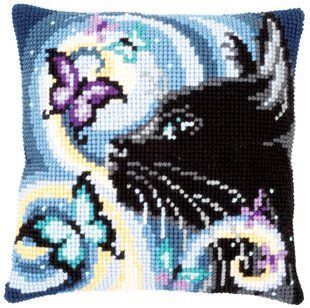 PN-0149061 Набір для вишивання хрестом (подушка) Vervaco Cat with butterflies "Кішка з метеликами" 1070581 фото