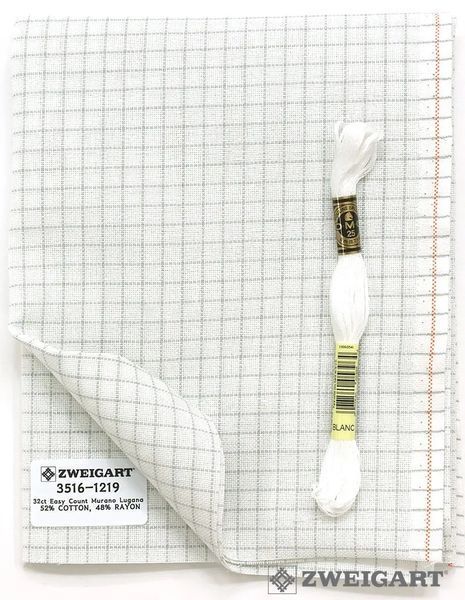 3516/1219 Easy Count Grid Murano 32 (ширина 140см), біла з розміткою, що змивається, канва Zweigart 1062203 фото