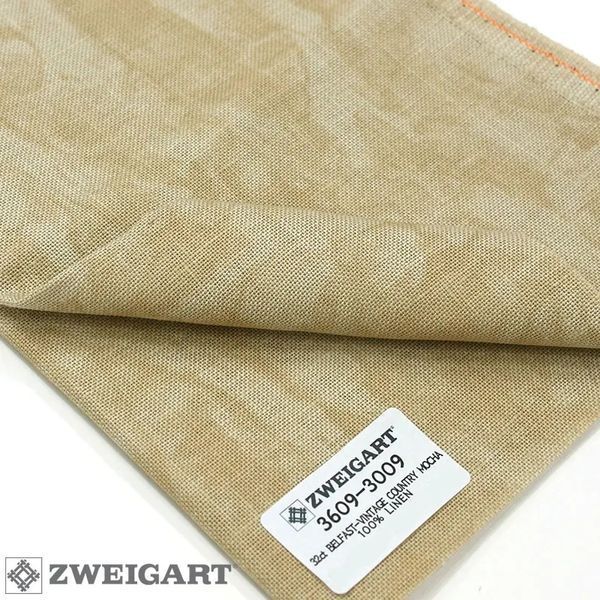 3609/3009 Vintage Belfast Linen 32 (ширина 140см) мокко вінтажний, канва Zweigart 16291 фото
