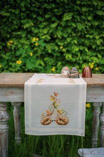 PN-0147748 Набір для вишивання хрестом (доріжка на стіл) Vervaco Hedgehogs and autumn leaves "Їжачки і осіннє листя" 1073746 фото