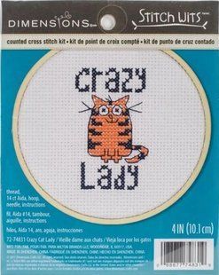 72-74831 Набір для вышивання хрестом Stitch Wits Crazy Cat Lady DIMENSIONS з п'яльцями 1077702 фото