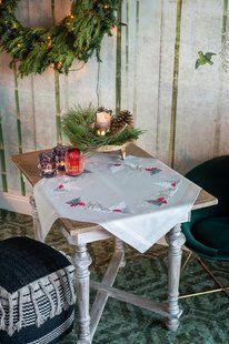 PN-0179166 Набір для вишивання друкарський хрест (скатертина) Vervaco,Winter Christmas landscape 80х80 1070705 фото