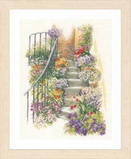 PN-0169680 Набір для вишивки хрестом LanArte Flowers Stairs "Квіткові сходи" 1062719 фото