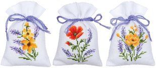 PN-0165143 Набір для вишивання хрестом (мішечки для саше) Vervaco Flowers and lavender "Квіти та лаванда" 1068476 фото