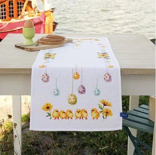 PN-0156320 Набір для вишивання хрестом (доріжка на стіл) Vervaco Chicks & Eggs "Каченята та Пасхальні яйця" 1060413 фото