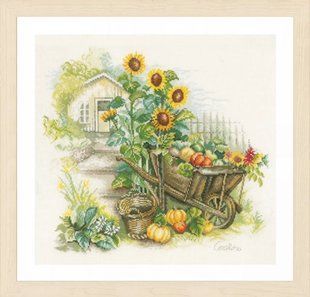 PN-0007988 Набір для вишивки хрестом LanArte Wheelbarrow & sunflowers "Соняшники та віз" 1071267 фото