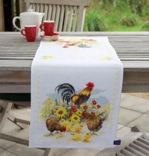 PN-0148360 Набір для вишивання хрестом (доріжка на стіл) Vervaco Chickens "Кукареку" 1060356 фото