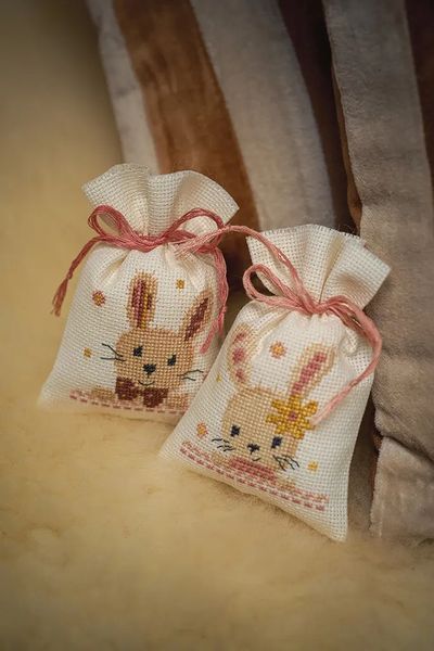 PN-0187953 Набір для вишивання хрестом (мішечки для саше) Vervaco Sweet bunnies "Солодкі зайчики" 1073253 фото