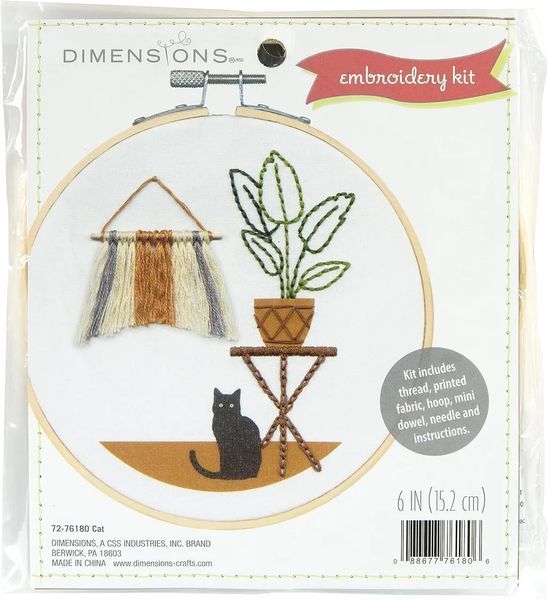72-76180 Набір для вишивання нитками Black CAT DIMENSIONS Чорний КІТ з п'яльцями 1077706 фото