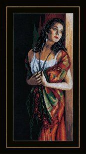 PN-0168603 Набір для вишивки хрестом LanArte Lady & Scarf "Дівчина та шарф" 1062706 фото