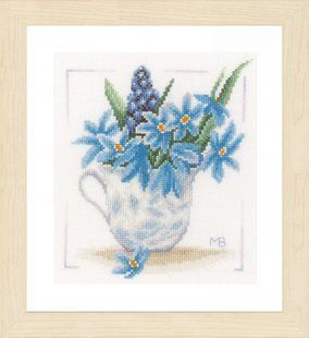 PN-0164069 Набір для вишивки хрестом LanArte Blue Flowers "Блакитні квіти" 1066504 фото