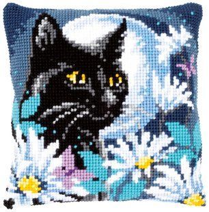 PN-0148218 Набір для вишивання хрестом (подушка) Vervaco Cat in the night "Кішка вночі" 1070617 фото