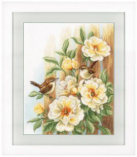 PN-0021782 Набір для вишивання хрестом Vervaco Wrens on roses "Птиці на трояндах" 1062140 фото