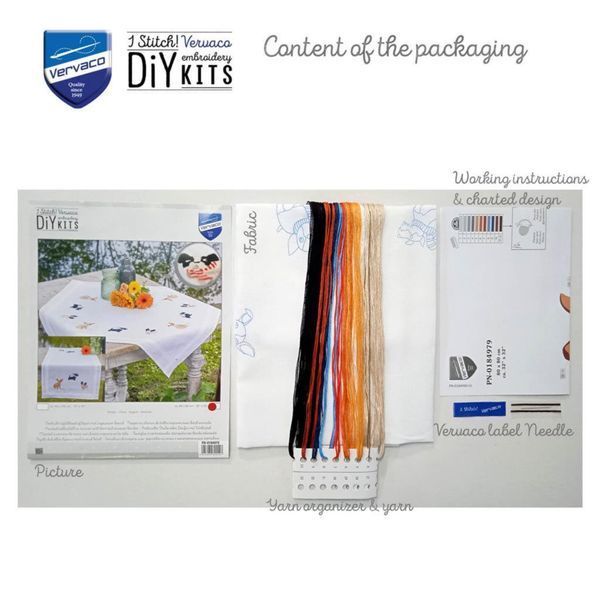 PN-0184979 Набір для вишивання хрест (скатертина) Vervaco, DOGGIES 80х80, Собаки 1077254 фото
