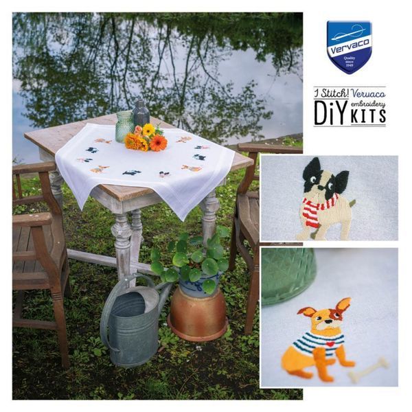PN-0184979 Набір для вишивання хрест (скатертина) Vervaco, DOGGIES 80х80, Собаки 1077254 фото