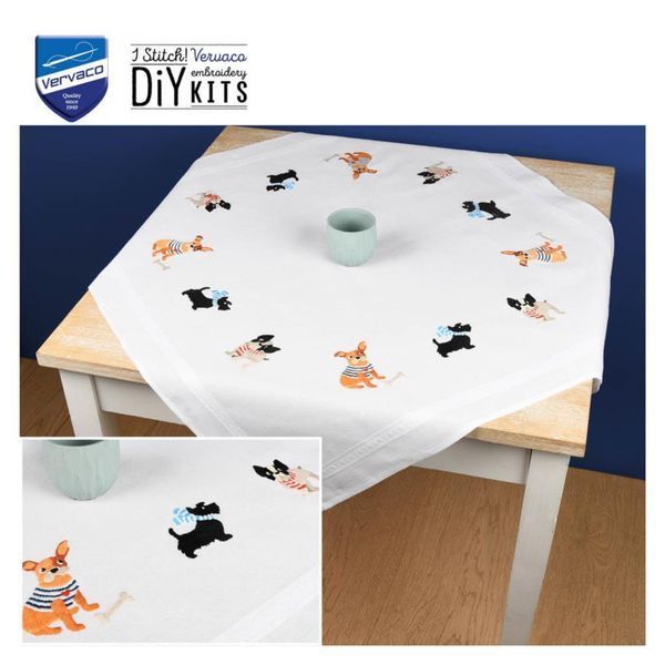 PN-0184979 Набір для вишивання хрест (скатертина) Vervaco, DOGGIES 80х80, Собаки 1077254 фото