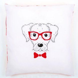 PN-0155963 Набір для вишивання гладдю (подушка) Vervaco Dog with red glasses "Собака у червоних окулярах" 1060401 фото