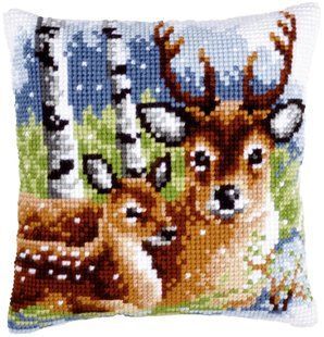 PN-0147043 Набір для вишивання хрестом (подушка) Vervaco Deer family "Сім'я оленів" 1068198 фото