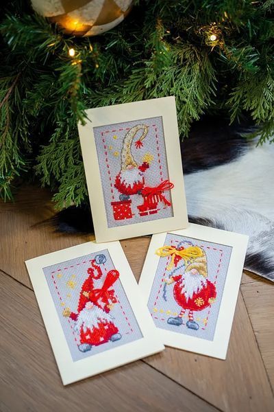 PN-0185078 Набір для вишивання хрестом (листівки) Vervaco Christmas gnomes "Різдвяні гноми" 1070650 фото
