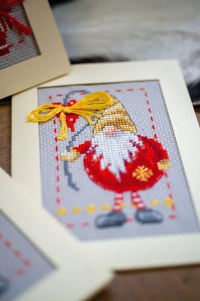 PN-0185078 Набір для вишивання хрестом (листівки) Vervaco Christmas gnomes "Різдвяні гноми" 1070650 фото