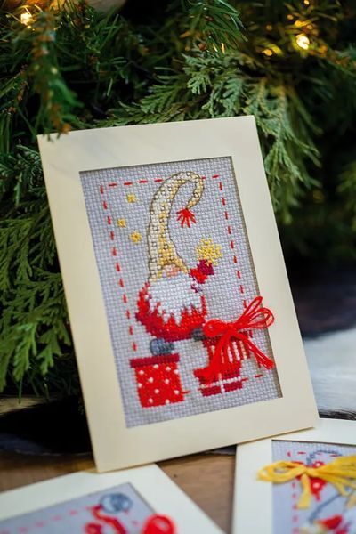 PN-0185078 Набір для вишивання хрестом (листівки) Vervaco Christmas gnomes "Різдвяні гноми" 1070650 фото