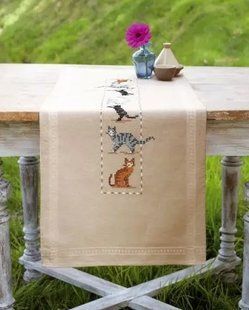 PN-0153616 Набір для вишивання хрестом (доріжка на стіл) Vervaco Cats of all Colours "Вусаті полосаті" 1060377 фото