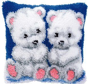 PN-0014150 Набір для вишивання подушки (килимарство) Vervaco Polar bear cubs "Дитинчата білого ведмедя" 1071317 фото