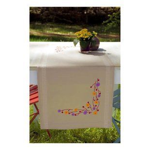 PN-0156933 Набір для вишивання гладдю (доріжка на стіл) Vervaco Playful Flowers "Забавні квіти" 1060421 фото