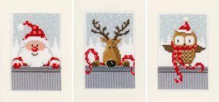 PN-0149384 Набір для вишивання хрестом (листівки) Vervaco Christmas buddies "Різдвяні приятелі" 1068208 фото