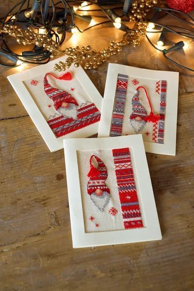 PN-0157032 Набір для вишивання хрестом (листівки) Vervaco Christmas elf "Різдвяний ельф" 1073240 фото